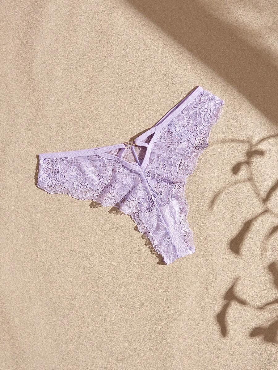 Lullawish 白色女款蕾絲三角內褲,1件 - 紫色 - 查看 1
