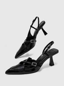 CUCCOO BIZCHIC Women's Shoes, Black, Pointed Cat And High-Heeled Sandals. - Black - View 2