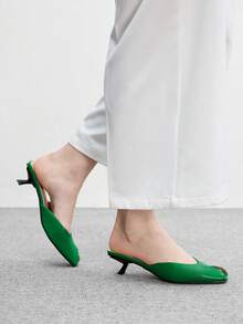 CUCCOO BIZCHIC Sepatu Stiletto Ujung Terbuka untuk Wanita, Sepatu Musim Semi untuk Perjalanan Sehari-hari - Hijau - View 3