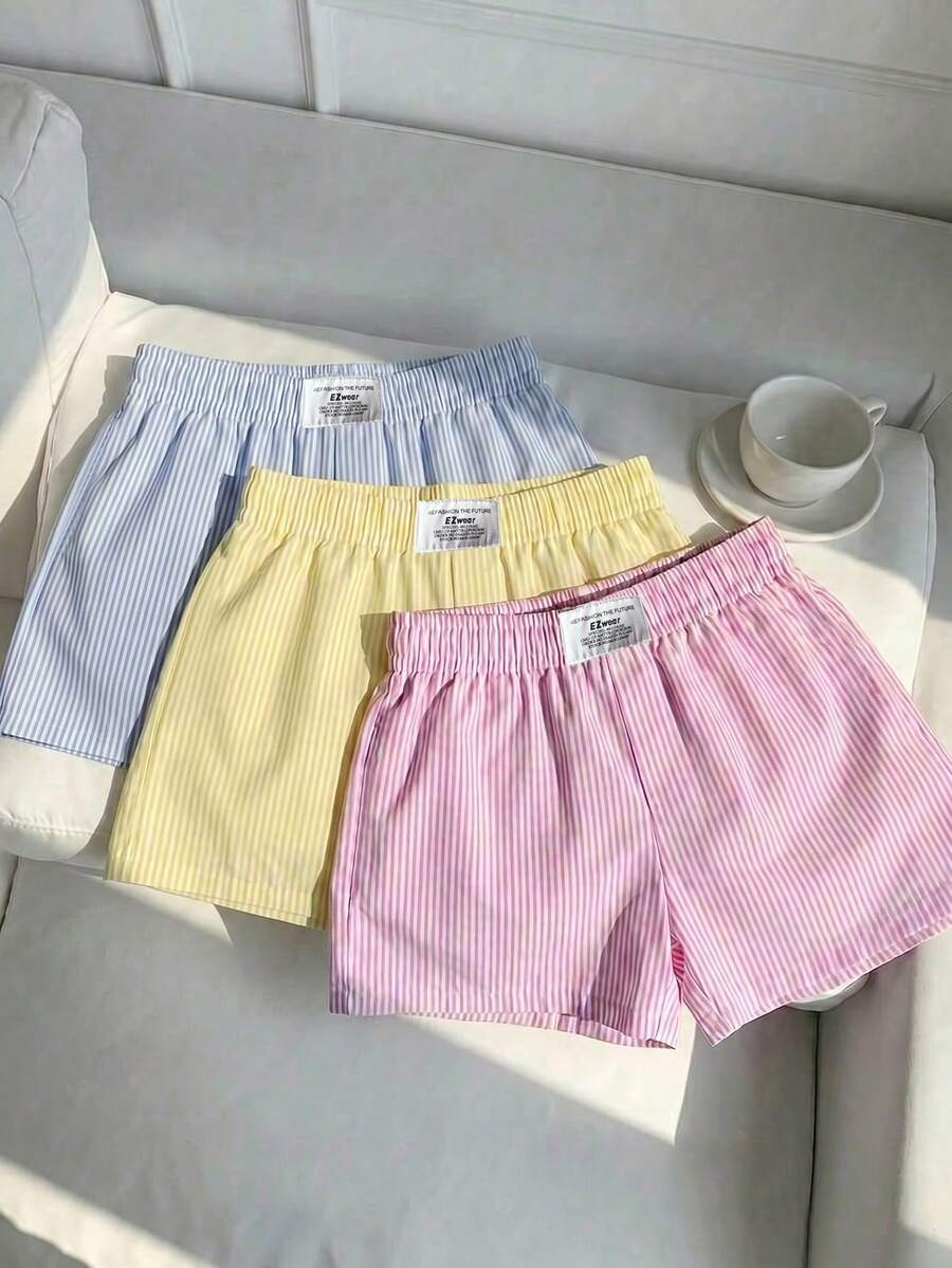Comfortcana 3件組舒適女款短款休閒短褲,梭織面料,適合日常穿著,迷彩印花短褲套裝 - 彩色 - 查看 1