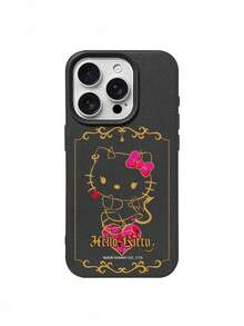 HELLO KITTY AND FRIENDS | SHEIN Hello Kitty 全角色與反派彩色貼紙拼貼印花皮革手機殼 防震防摔 全包覆保護殼 適用 iPhone 17 Pro Max 16 15 14 13 12 Pro Max Plus Y2K 復古美學 可愛甜美 Ins 風高顏值手機殼 - 彩色 - 查看 6