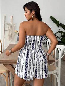 SHEIN VCAY Plus Floral Print Tube Romper Spring Summer Women - Multicolor - View 2