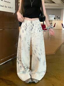 DAZY Atasan Wanita Model Jeans Gaya Jalanan Korea dengan Motif Gradien dan Atasan Lucu - Putih - View 1
