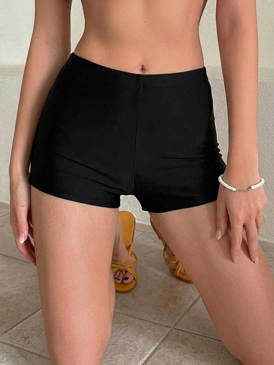 Livesso 女款短款潛水衝浪緊身運動短褲 泳褲 夏季海灘穿搭 - 黑色 - 查看 1