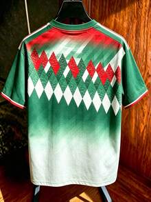 Gritte Field Men's Letter & Geometric Print Short Sleeve Soccer Jersey T-Shirt - Multicolor - View 2