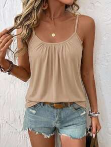 Comfylo 3 piezas de camisolas holgadas con fruncido para mujer talla grande con tirantes ajustables, adecuadas para primavera y verano - Multicolor - Ver 3