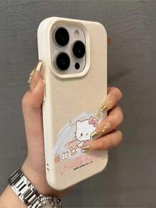 HELLO KITTY AND FRIENDS | SHEIN Hello Kitty 全角色與反派彩色貼紙拼貼印花皮革手機殼 防震防摔 全包覆保護殼 適用 iPhone 17 Pro Max 16 15 14 13 12 Pro Max Plus Y2K 復古美學 可愛少女風 Ins 高顏值手機殼 - 彩色 - 查看 3