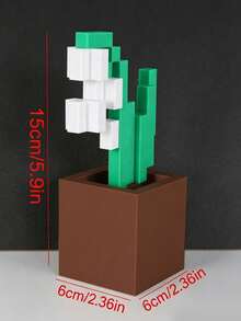 Joivida 1 Stück Pixel-Rose Dekoration, einzigartige 3D-gedruckte Blumenornamente, Kunststoffblumenprodukte, geeignet für Nachttische, Tischplatten, Büro-Schreibtischdekorationen, Möbeldekorationen, sehr geeignet für Weihnachten, Halloween, Geburtstagsgeschenke - Topfpflanze Ornament - Übersicht 19