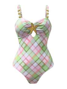 Swim Oasis 女款星星裝飾可愛休閒度假兩件式連身泳衣套裝 - 彩色 - 查看 3