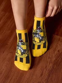 HARRY POTTER X SHEIN 4 Pasang Kaos Kaki Motif Garis-Garis Rumah, untuk Kembali ke Sekolah - pencampuran warna - View 6
