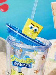 SpongeBob SquarePants | SHEIN Vaso con pajita translúcido de 480ml - Amarillo - Ver 6