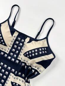 Sunspun Plus Size American Retro Rock Casual Rivet Print Camisole Top For Women 2026 Summer Y2K Hot Girl Style Slimming Concert Club Navy Blue - Blue - View 6