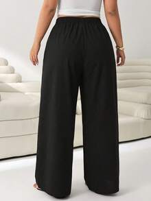 Solflare Pantalones de pierna recta casuales multicolores semitransparentes de talla grande para mujer - Multicolor - View 2