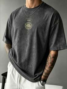 Gym Rark Men's Fashion Versatile Letter Print Crew Neck Short Sleeve Sports T-Shirt - Dark Grey - View 3