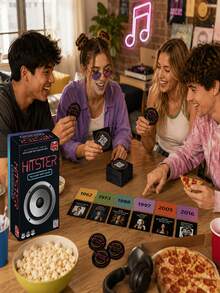 MINKOJA Hitster Music Party Board Game | Scan QR Code To Play Over 300 Classic Hit Songs Spanning 100+Years Of Global Music Hits, Build Music Timeline Release Year, 30-Minute Fast-Paced Interactive Entertainment - Multicolor - View 2