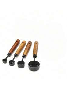 4/8pcs Measuring Cup And Spoon, Stainless Steel Measuring Cup And Measuring Spoon Set, Acacia Wooden Handle Stainless Steel Measuring Cup For Dry Goods And Liquid Ingredients, Baking Tools DIY, Seasoning Spoon Take Powder Spoon Coffee Spoon - Multicolor - View 11