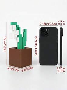 Joivida 1 Stück Pixel-Rose Dekoration, einzigartige 3D-gedruckte Blumenornamente, Kunststoffblumenprodukte, geeignet für Nachttische, Tischplatten, Büro-Schreibtischdekorationen, Möbeldekorationen, sehr geeignet für Weihnachten, Halloween, Geburtstagsgeschenke - Topfpflanze Ornament - Übersicht 3