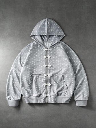 Street Life Sudadera con capucha de hombre con botones de rana y lunares