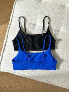 Swim Basics 女款純色海灘度假泳衣上衣 - 彩色 - 查看 2