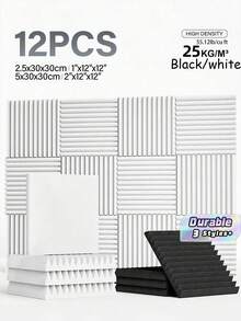 MODX [12 件] 楔形声学泡沫，用于隔音和降噪 - 12x12/12x2 英寸聚酯吸音瓷砖声学处理泡沫 - 隔音板适用于录音室、音乐室、游戏空间、播客、降噪吸音材料、吸音垫和声学处理墙贴。 - 彩色 - 查看 1
