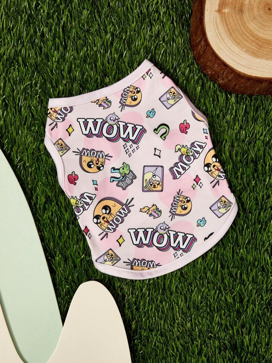 ADVENTURE TIME X PETSIN 1 Piece Of Cute Style Pet Vest Featuring Puppies, Ducks, Letters, And Various Symbol Patterns, Soft, Comfortable, Breathable, And Anti Hair Pet Clothing - Multicolor - View 1