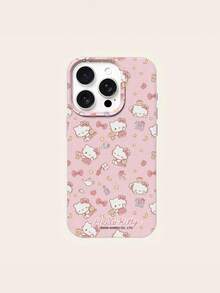 HELLO KITTY AND FRIENDS | SHEIN HelloKitty 全角色與反派彩色貼紙拼貼印花 粉色邊框皮革紋理手機殼 防震防摔 全包覆保護殼 適用 iPhone 17 Pro Max 16 15 14 13 12 Pro Max Plus Y2K 復古美學 可愛少女風 Ins 高顏值手機殼 - 彩色 - 查看 9