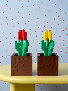 Joivida 1 Stück Pixel-Rose Dekoration, einzigartige 3D-gedruckte Blumenornamente, Kunststoffblumenprodukte, geeignet für Nachttische, Tischplatten, Büro-Schreibtischdekorationen, Möbeldekorationen, sehr geeignet für Weihnachten, Halloween, Geburtstagsgeschenke - Topfpflanze Ornament - Übersicht 5