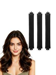 1/3PCS Heatless Curling Iron Set, Satin Material Rollers, Flexible Metal Accessories, High Elasticity, Sleep Foam Sponge Heatless Curling Iron, Large Wave Hair Ring Set, Lazy Curling Iron, Suitable For Sleep, Creating Relaxed And Natural Loose Curls - multicolor - View 5
