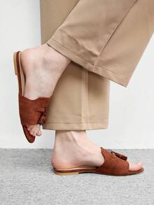 CUCCOO BIZCHIC Women's Shoes, Brown Suede Texture, Classic Flat Slippers, Comfortable And Versatile In Summer, Suitable For Commuting Office Wear - Brown 2 - View 5