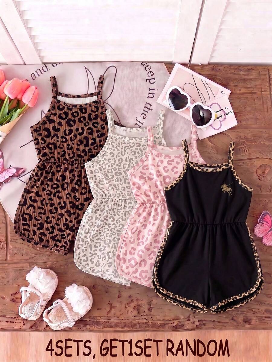 4 Desain Cantik yang Dipilih Secara Acak 1 buah Baju Terusan Kasual Leher Bulat untuk Bayi Perempuan Musim Panas Model Cami Terbaru - MultiWarna - View 1