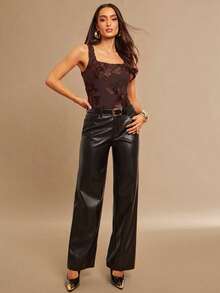 Silquee Women's Elegant Jacquard Knit Bodysuit - Burgundy - View 3