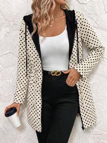 SHEIN Clasi Plus Size Spring/Autumn Casual Reversible Hooded Jacket Fall - Multicolor - View 3