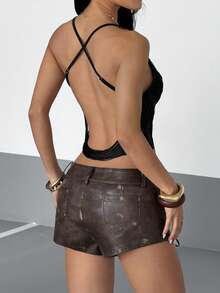 StreetHx Women's Sexy Tassel Backless Spaghetti Strap Black Tank Top Club Night Summer Halloween - Black - View 2