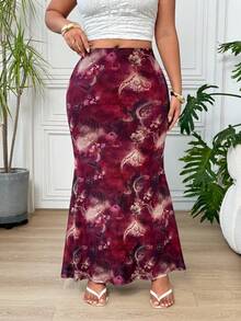 SHEIN EZwear 大尺碼女款度假印花休閒裙 - 彩色 - 查看 5