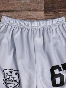 SHEIN 兒童 2 件組小男孩休閒經典酷感棒球運動風 No.67 星星印花短袖圓領 T 恤與短褲套裝，適合春夏日常穿著、運動、外出、上學、派對、節慶、拍照 - 彩色 - 查看 6