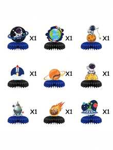 9PCS Galaxy Theme Party Decor Set Honeycomb Centerpieces Table Decorations Outer Space Alien Planet Supplies For Birthday Party Celebration Kids Adults Holiday - View 8