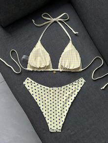 Swim Mod 女款甜美波點印花比基尼套裝 - 彩色 - 查看 2