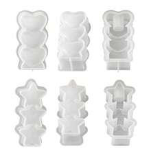 1 buah Cetakan Silikon Tempat Lilin Bintang & Hati Tiga-dalam-Satu, Alas Lilin Plaster Aromatik DIY & Cetakan Ornamen - Tiga kali lipat - View 4