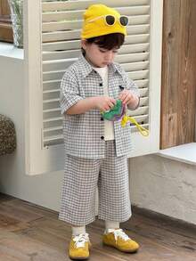 DAZY Infant (Boy) Turn-Down Collar Striped Korean Style Shirt Set - Grey - View 4