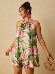 Travachic 大码无袖印花露背夏季连衣裙 毕业礼服 德比礼服 热带印花夏季女装 度假装 乡村音乐会装 锐舞派对装 音乐节女装 毕业礼服 欧洲夏季装 纳什维尔装 海滩度假装 热带度假装 - 綠色 - 查看 6
