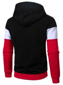 Manfinity Homme Men's Colorblock Long Sleeve Drawstring Fashion Casual Hoodie - Multicolor - View 2