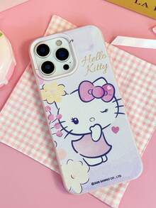 HELLO KITTY AND FRIENDS | SHEIN HelloKitty 全角色與反派彩色貼紙拼貼印花 粉色邊框皮革紋理手機殼 防震防摔 全包覆保護殼 適用 iPhone 17 Pro Max 16 15 14 13 12 Pro Max Plus Y2K 復古美學 可愛少女風 Ins 高顏值手機殼 - 彩色 - 查看 5