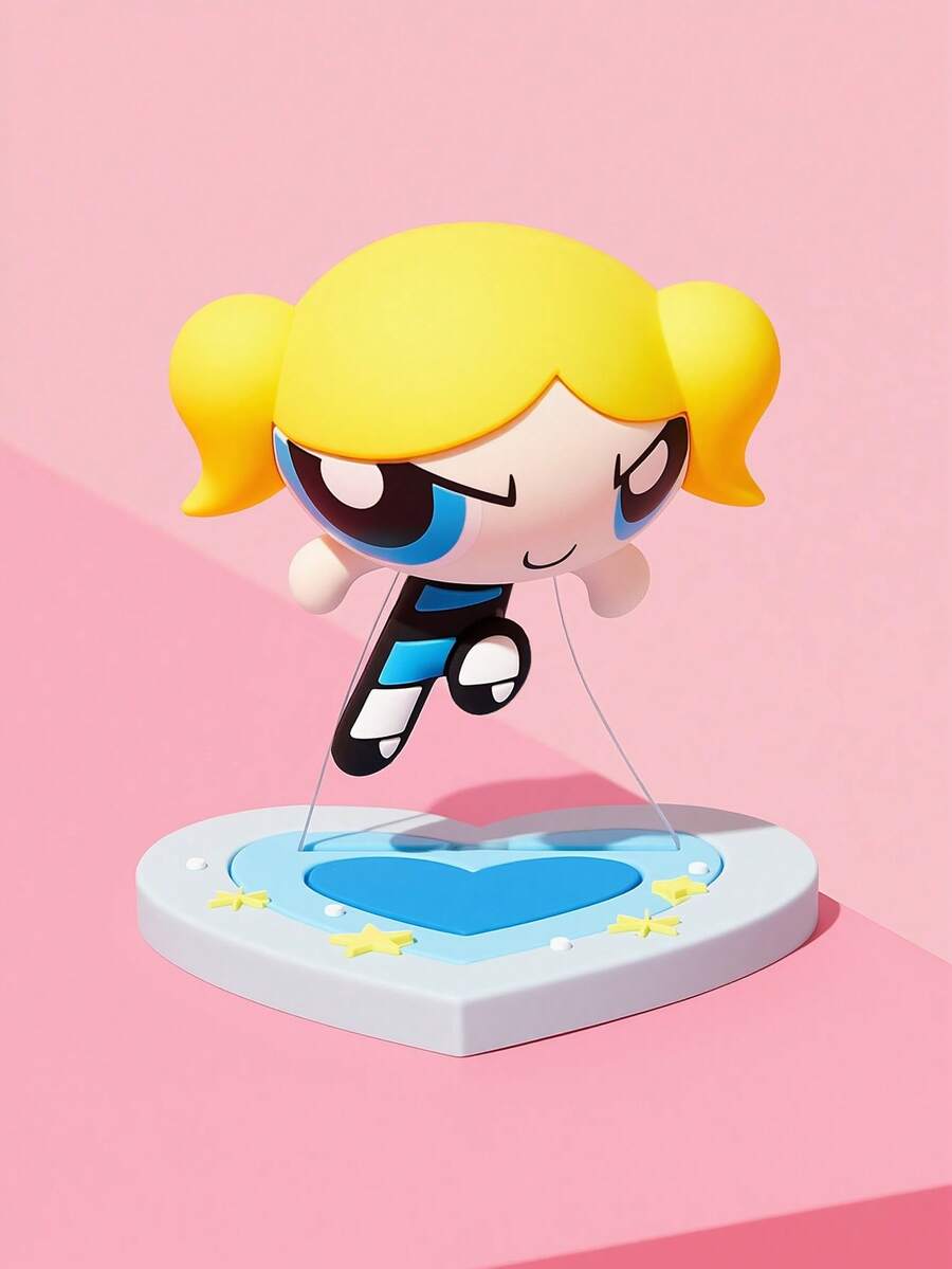 THE POWERPUFF GIRLS X SHEIN 1件裝 Magic Q-Style 造型公仔,桌面裝飾品,禮物 - 彩色 - 查看 1