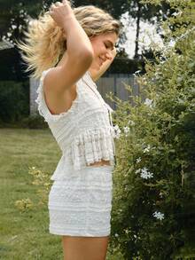 WESTFADE Mid Rise A Line Lace Shorts, Back To School, Country Concert, Festival, Casual, Western, Vacation - White - View 3