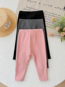 SHEIN 女嬰休閒百搭日常穿著保暖內裡內搭褲 3件套 - 彩色 - 查看 2