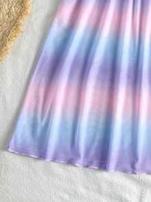 Tween Girls Colorful Gradient Pattern Printed Mesh Cover-Up, Random Print Sun Protection Cover-Up, Suitable For Beach, Vacation, Travel, Summer - Multicolor - View 5