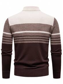 Calmiston Men's Fashion Half Zip Knitted Long Sleeve Sweater, Long Sleeve Pullover, Suitable For Spring, Summer And Outdoor Wearing Sumwon - Coffee Brown - View 2