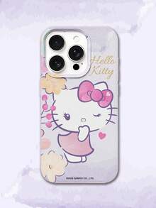 HELLO KITTY AND FRIENDS | SHEIN HelloKitty 全角色與反派彩色貼紙拼貼印花 粉色邊框皮革紋理手機殼 防震防摔 全包覆保護殼 適用 iPhone 17 Pro Max 16 15 14 13 12 Pro Max Plus Y2K 復古美學 可愛少女風 Ins 高顏值手機殼 - 彩色 - 查看 2
