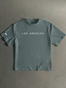 StoneGrade Plus Size Men's Summer Casual Letter Print T-Shirt - Green - View 1