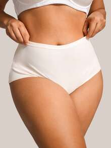 Barelissa Plus Size Women Solid Color Ribbed Casual Panties Single Pack - Apricot - View 3